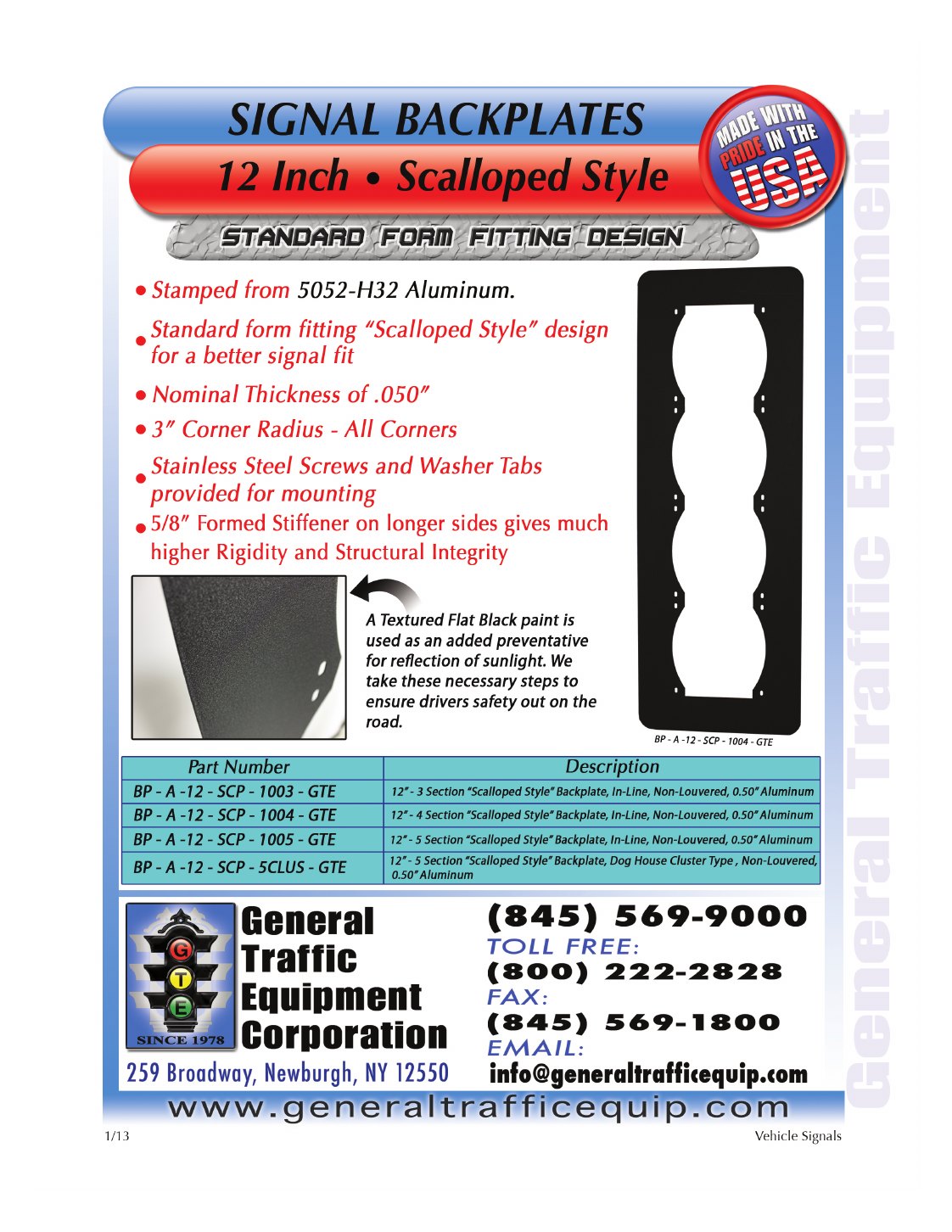 Signal Backplates catalog sheet page 11