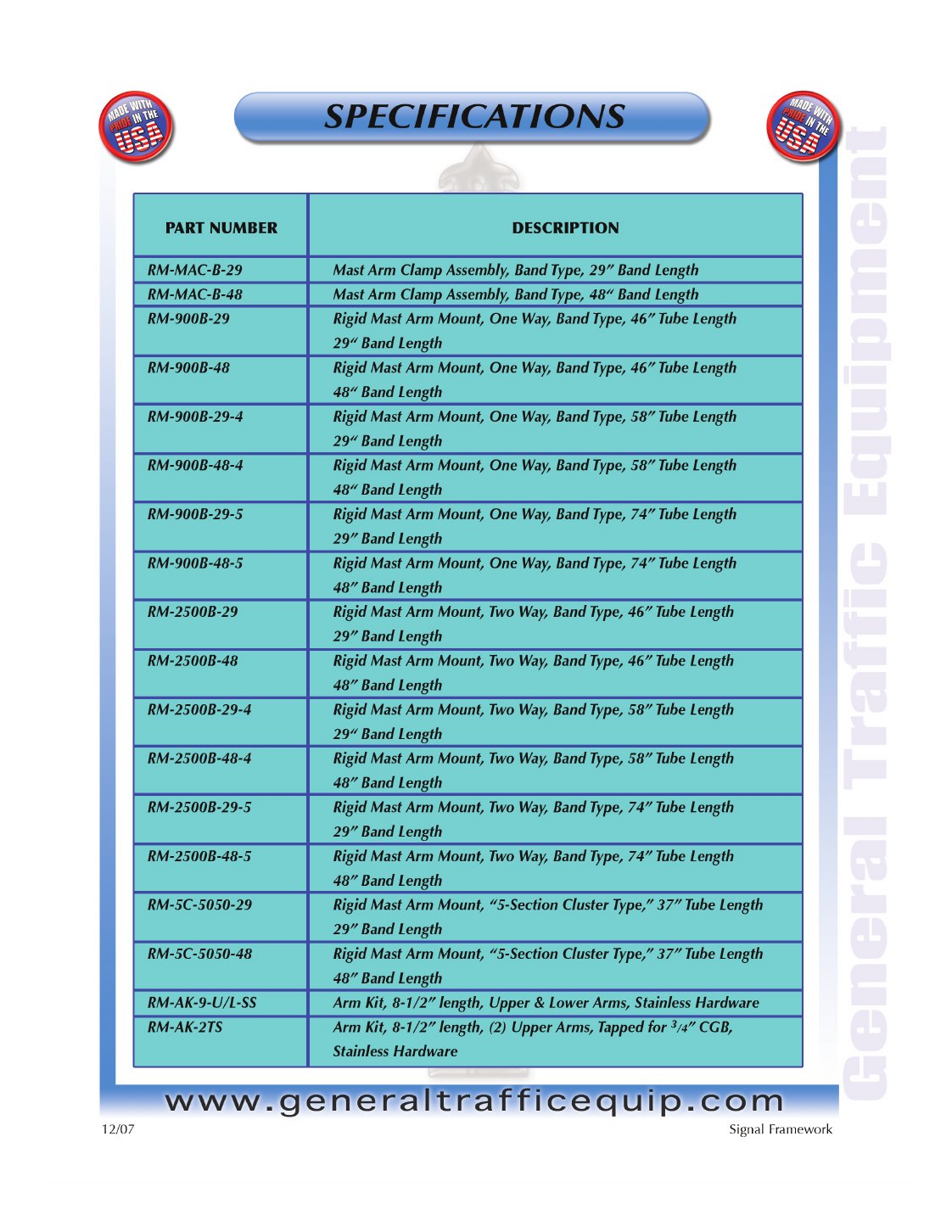 Mounting Assemblies catalog sheet page 93