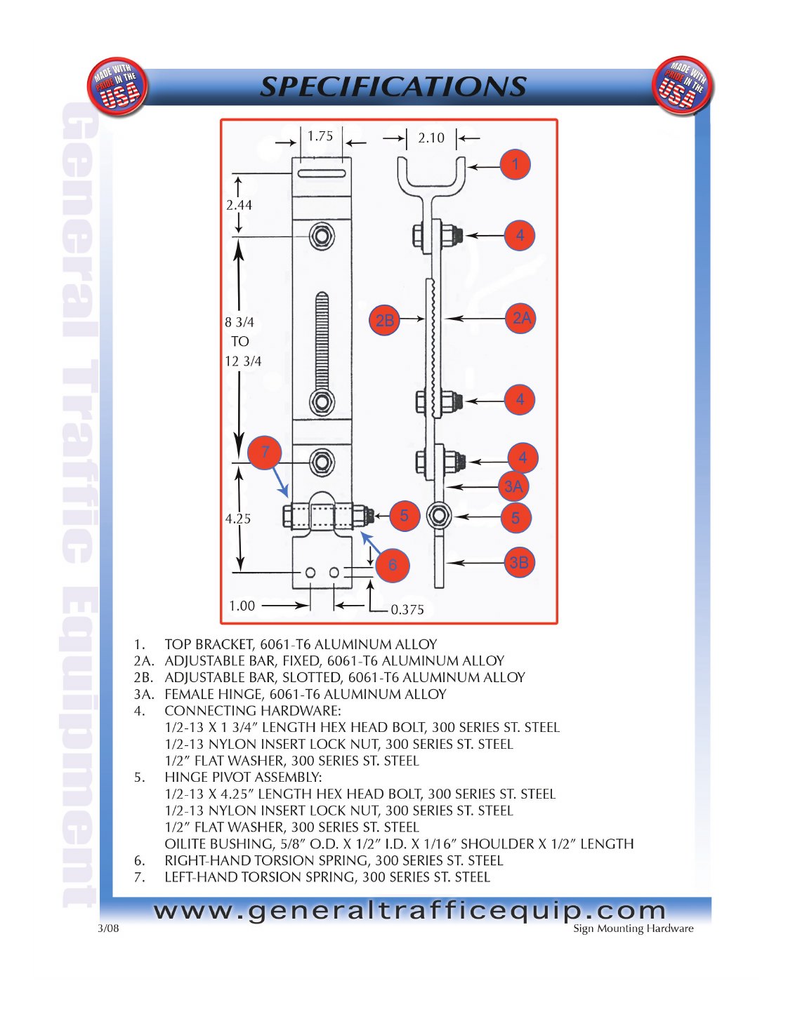 Mounting Assemblies catalog sheet page 99