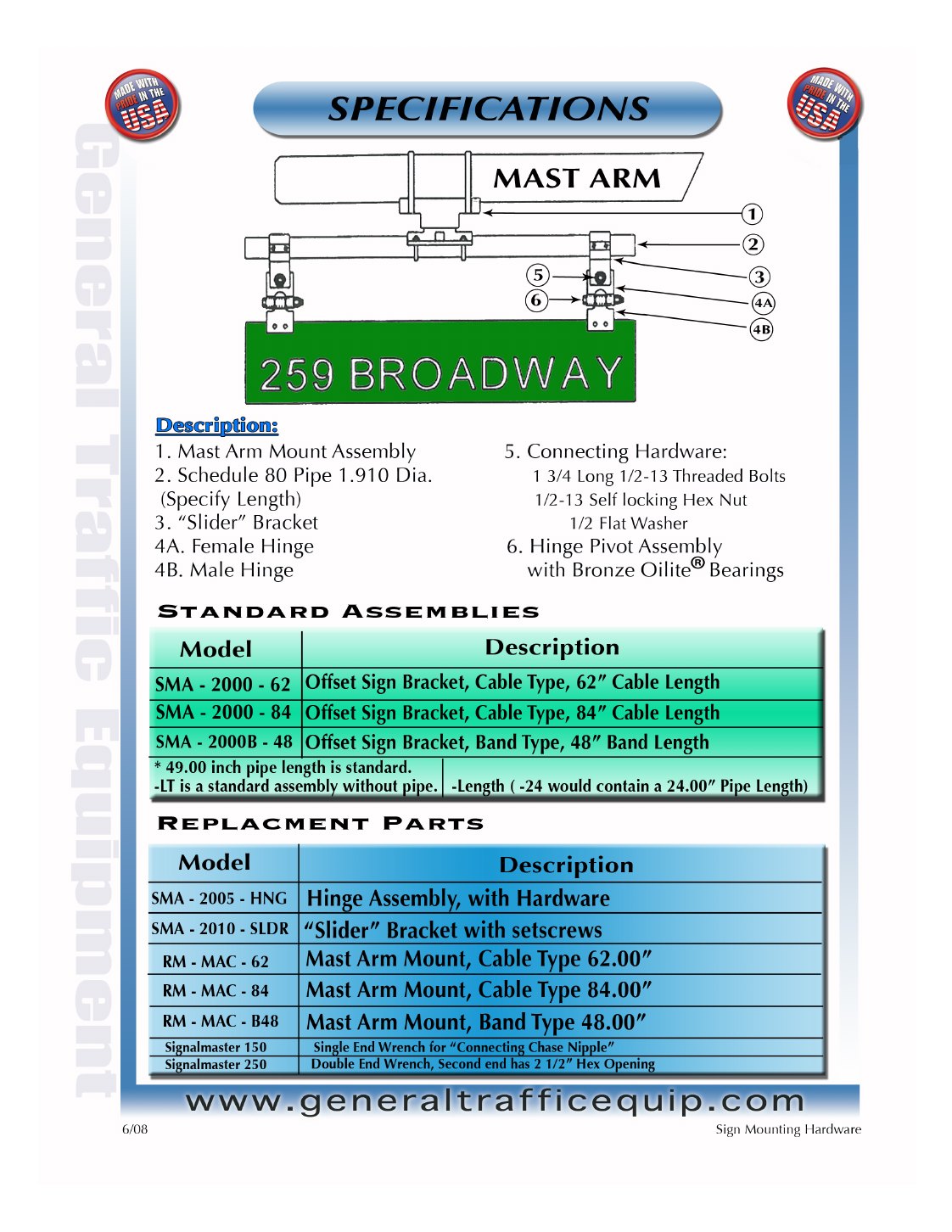 Mounting Assemblies catalog sheet page 101