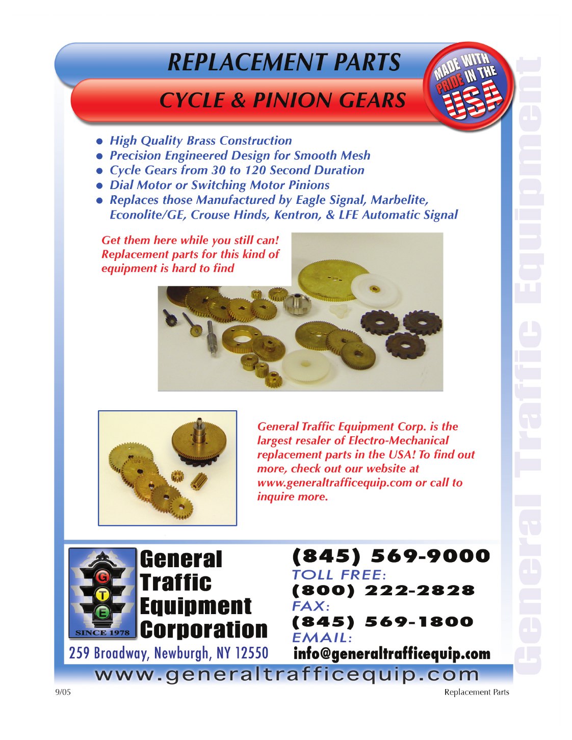 Replacement Parts catalog sheet page 107